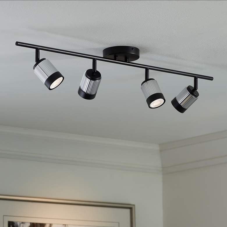 Jackdots 4-Light Black/Brushed Nickel LED Ceiling & Wall Track Fixture