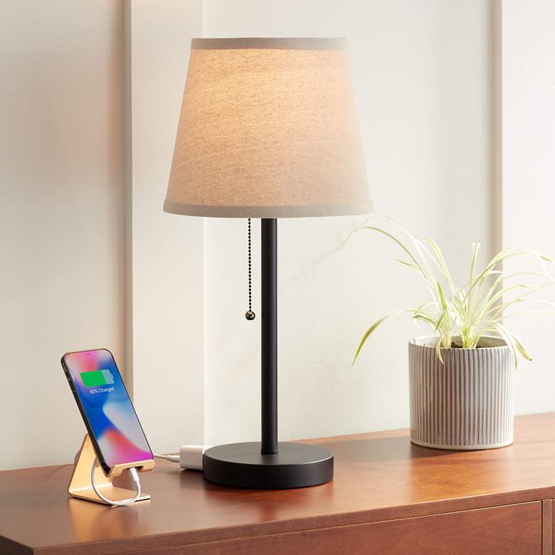 Jackdots Accent Table Lamp with USB Ports – 20" Dark Bronze