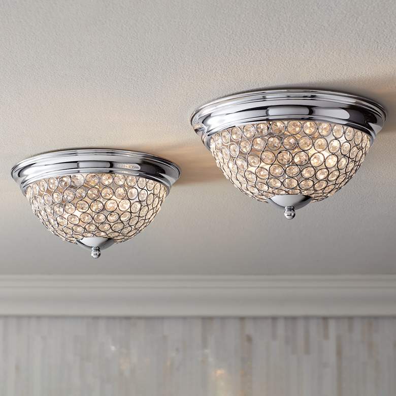 Jackdots Faith Chrome-Crystal Ceiling Lights – Set of 2