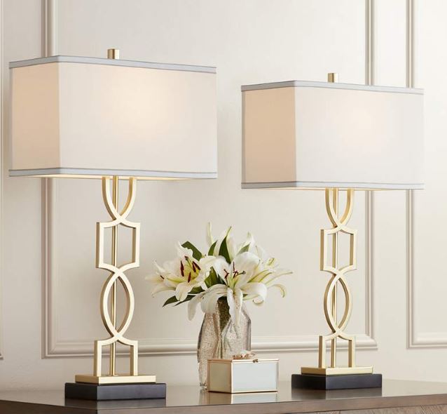 Jackdots Modern Luxe Gold Table Lamps – Set of 2 (28.25")
