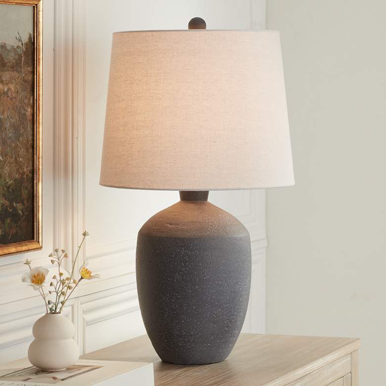 Jackdots Rustic Charcoal Textured Table Lamp – 24"