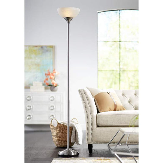 Jackdots Maddox 71" Satin Nickel Torchiere Floor Lamp