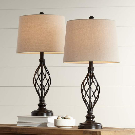 Jackdots Open Scroll Bronze Table Lamps – Set of 2 (28")