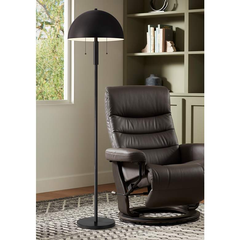 Jackdots Rhys 62" Black Modern Mushroom Dome Floor Lamp